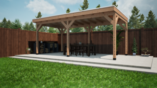 Douglas overkapping met overstek 300x600cm Verando
